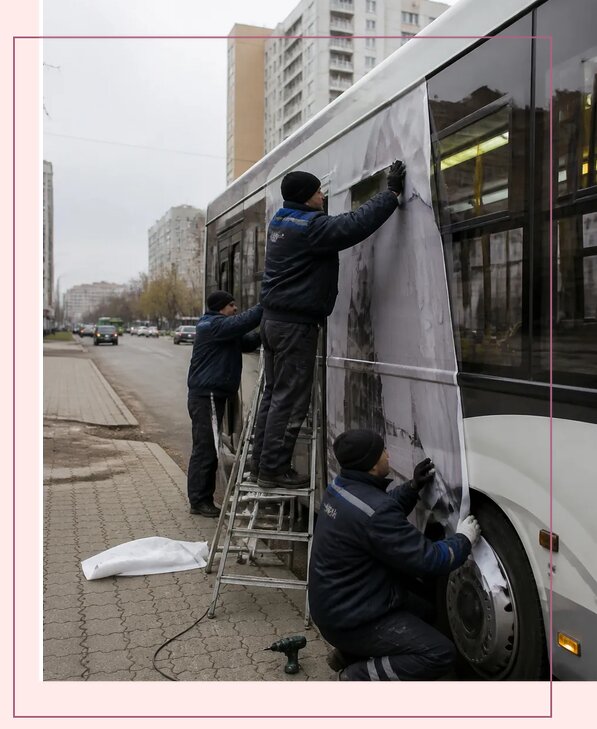 Изготовление и монтаж рекламы на автобусах в Кумертау